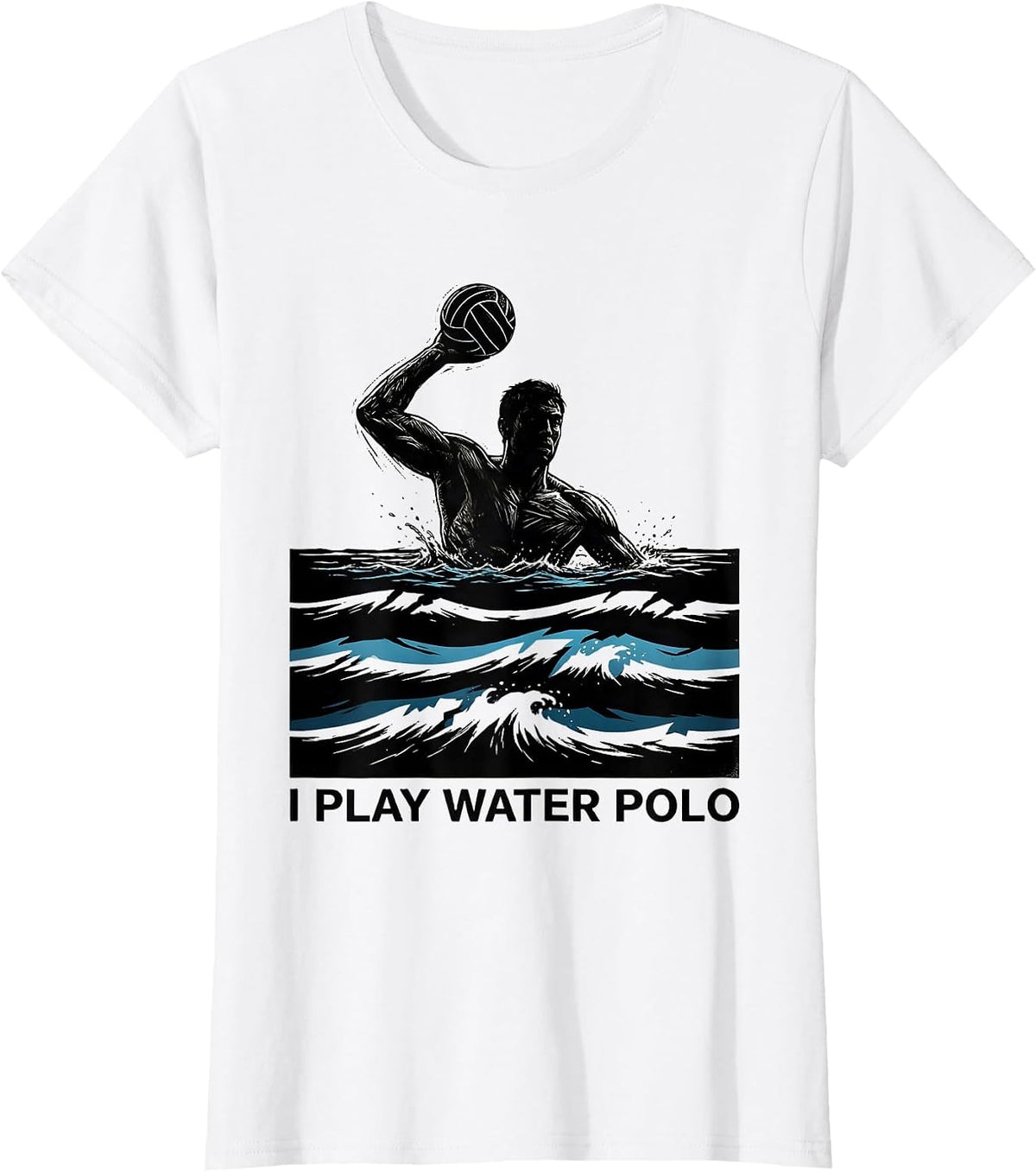 I Play Water Polo Scratchboard Water Polo Player Sport Fan T-Shirt - White