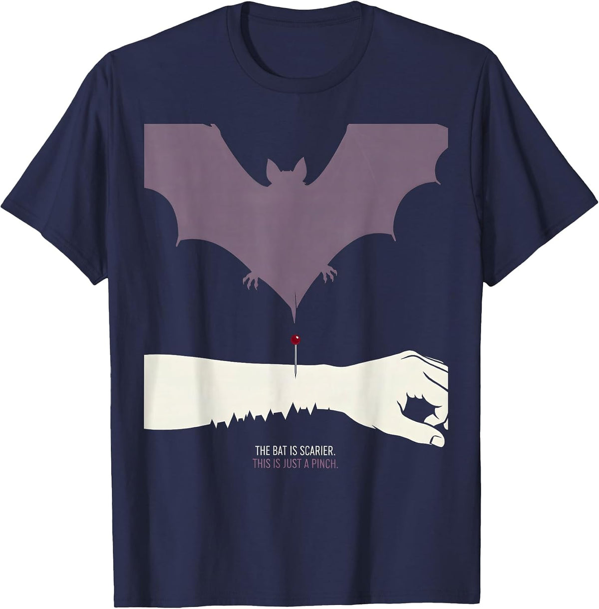 The Bat Is Scarier. This Is Just a Pinch. Halloween Nurse T-Shirt - Navy Blue