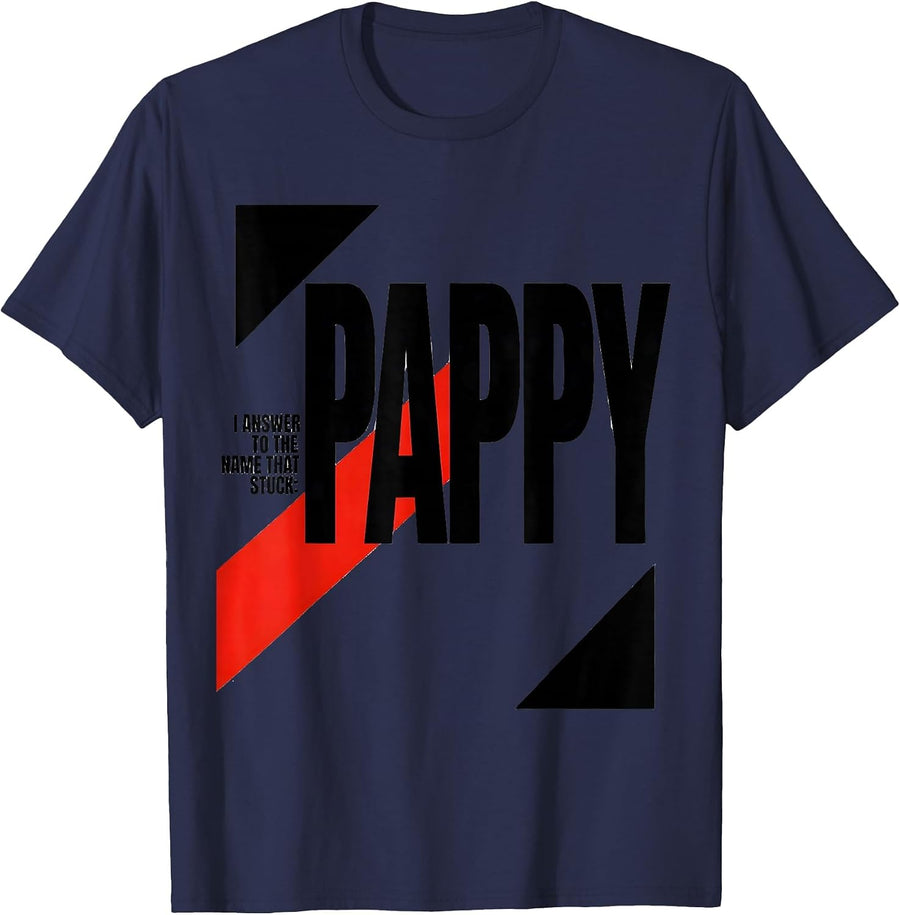 I Answer To The Name That Stuck Pappy Funny Grandpa Family T-Shirt - Navy Blue