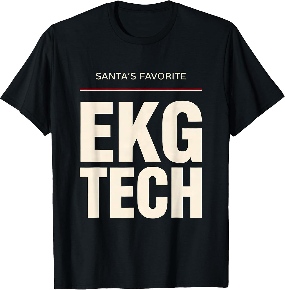 Men's Santa's Favorite EKG Tech Funny Medical Tech Christmas T-Shirt - Black
