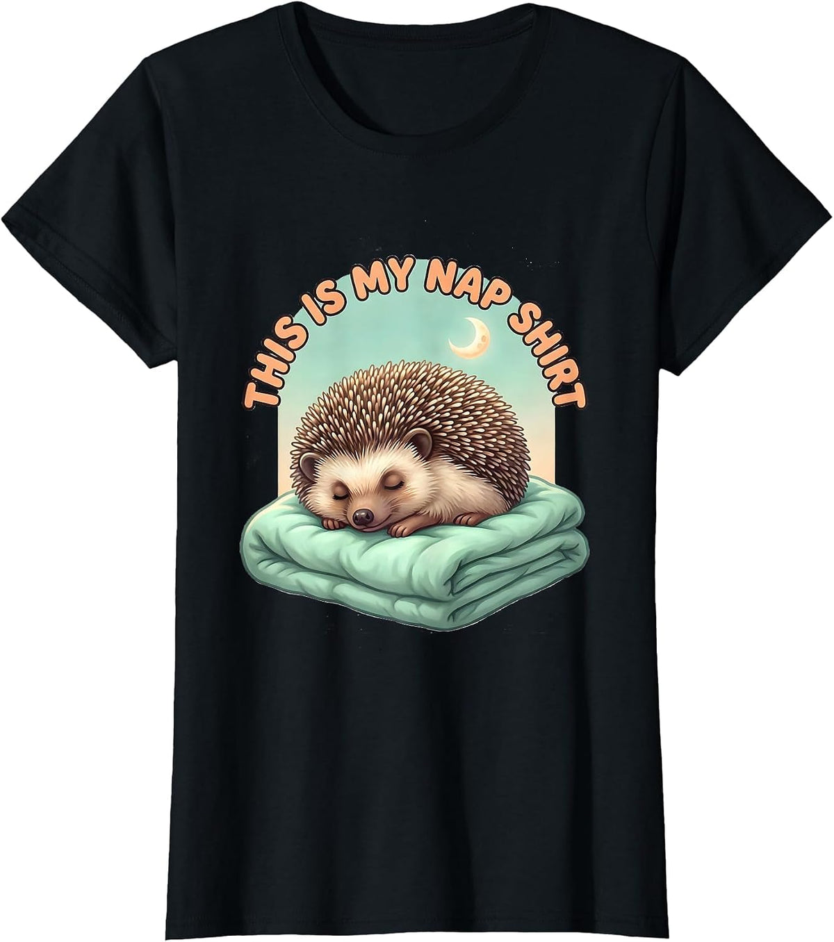 This Is My Nap Shirt Cute Kawaii Hedgehog Sleepwear Humor T-Shirt - Black
