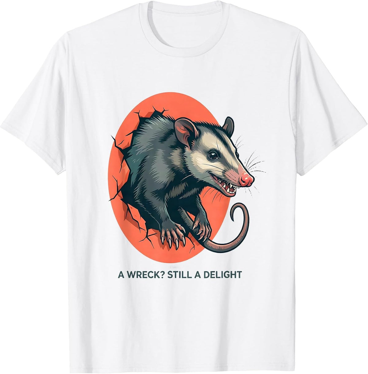 Men's A Wreck? Still A Delight Funny Opossum Animal Meme Humor T-Shirt - White