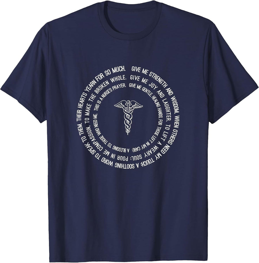 Nurse Prayer Christian Blessing Nursing School Graduation T-Shirt - Navy Blue