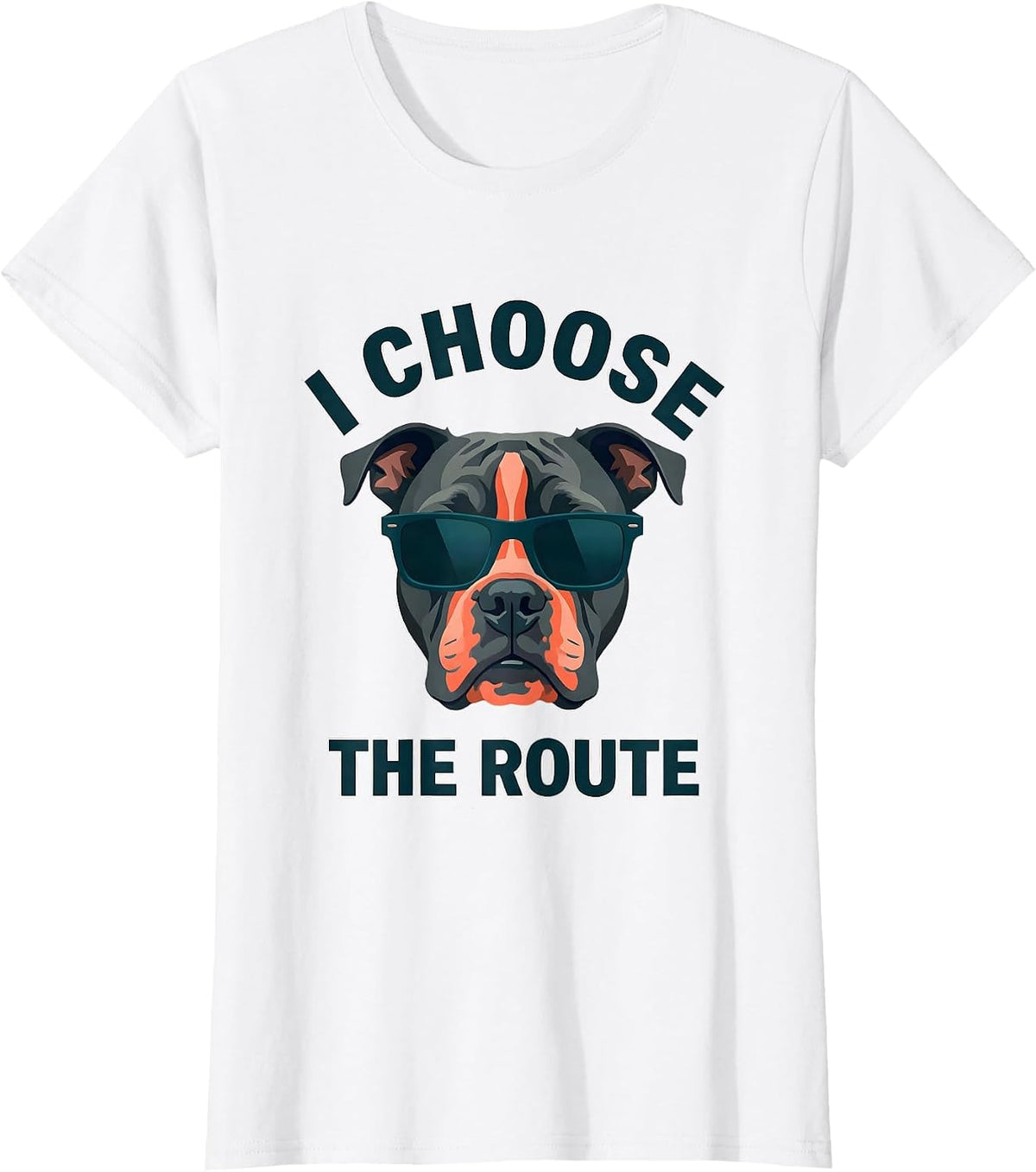 I Choose The Route Flat Vector Bull Terrier Dog Sunglasses T-Shirt - White