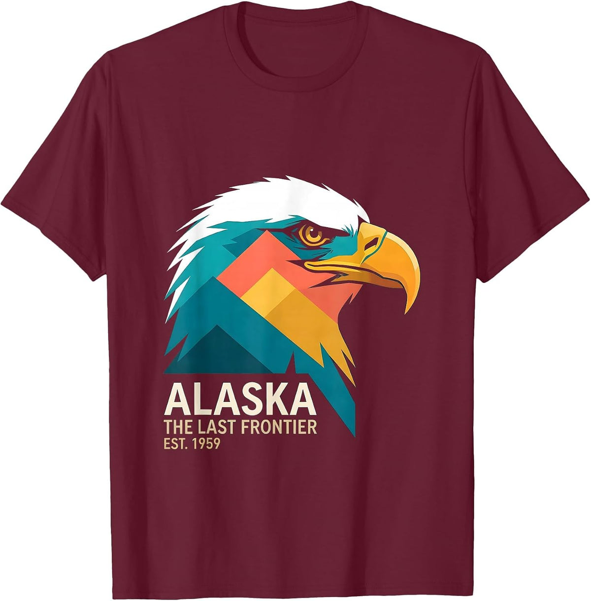 Men's Alaska The Last Frontier Est. 1959 Bald Eagle State Pride T-Shirt - Burgundy