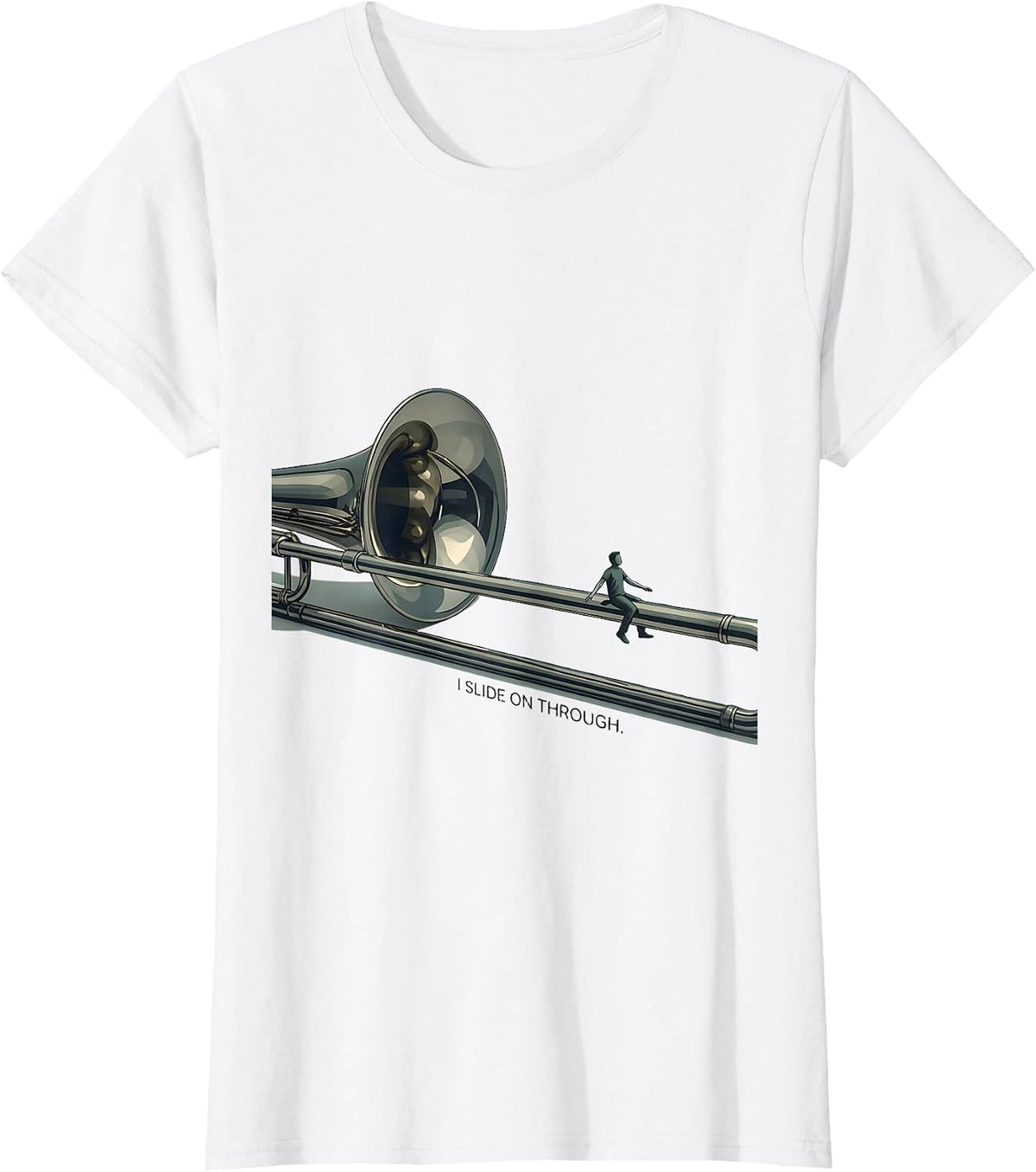Women's I Slide On Through Funny Trombone Player Band Gift T-Shirt - White