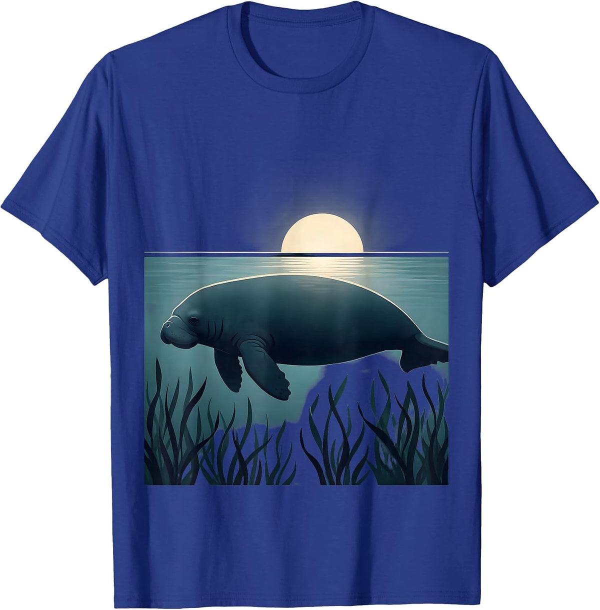 Men's Gulf of America Manatee Underwater Illustration T-Shirt - Royal Blue