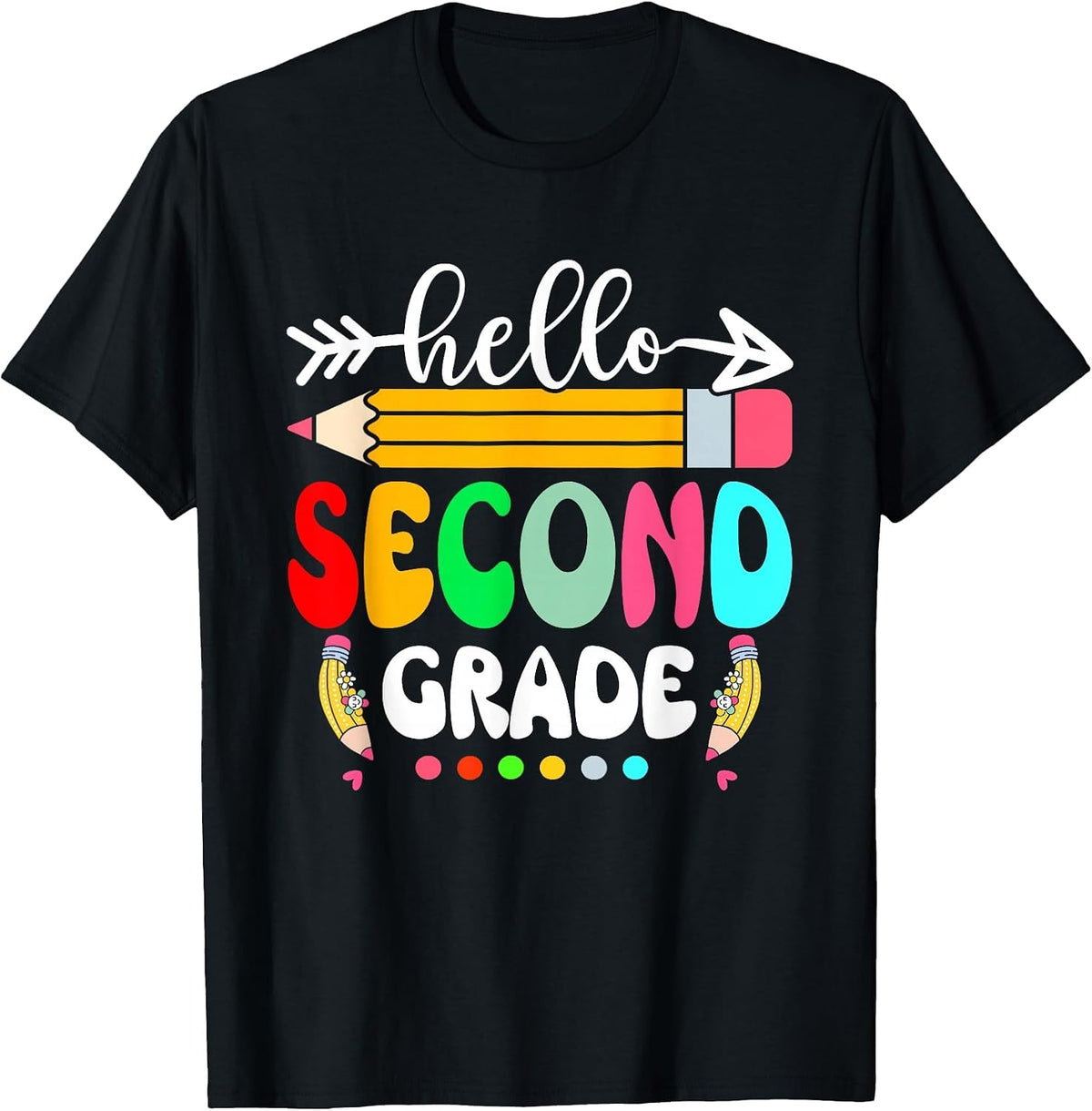 Hello Second Grade 2nd Grade Back to School Teacher Student T-Shirt - Black