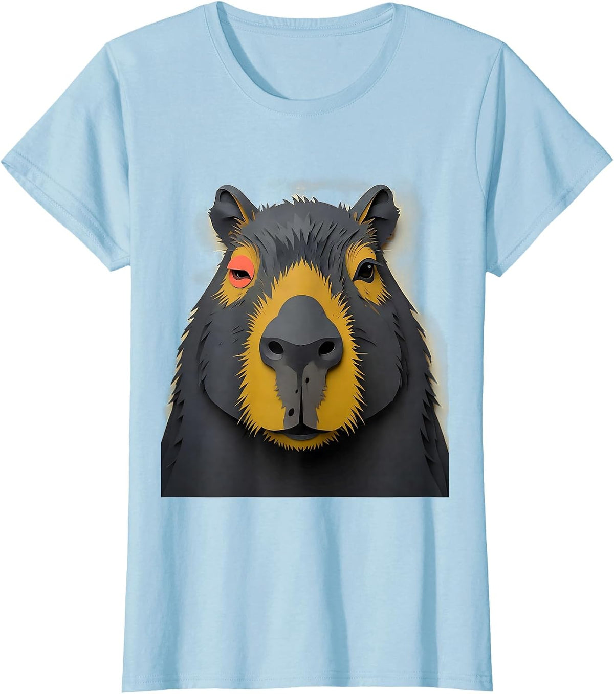 Capybara Paper Cutout Funny Gamer Meme Humor T-Shirt - Baby Blue