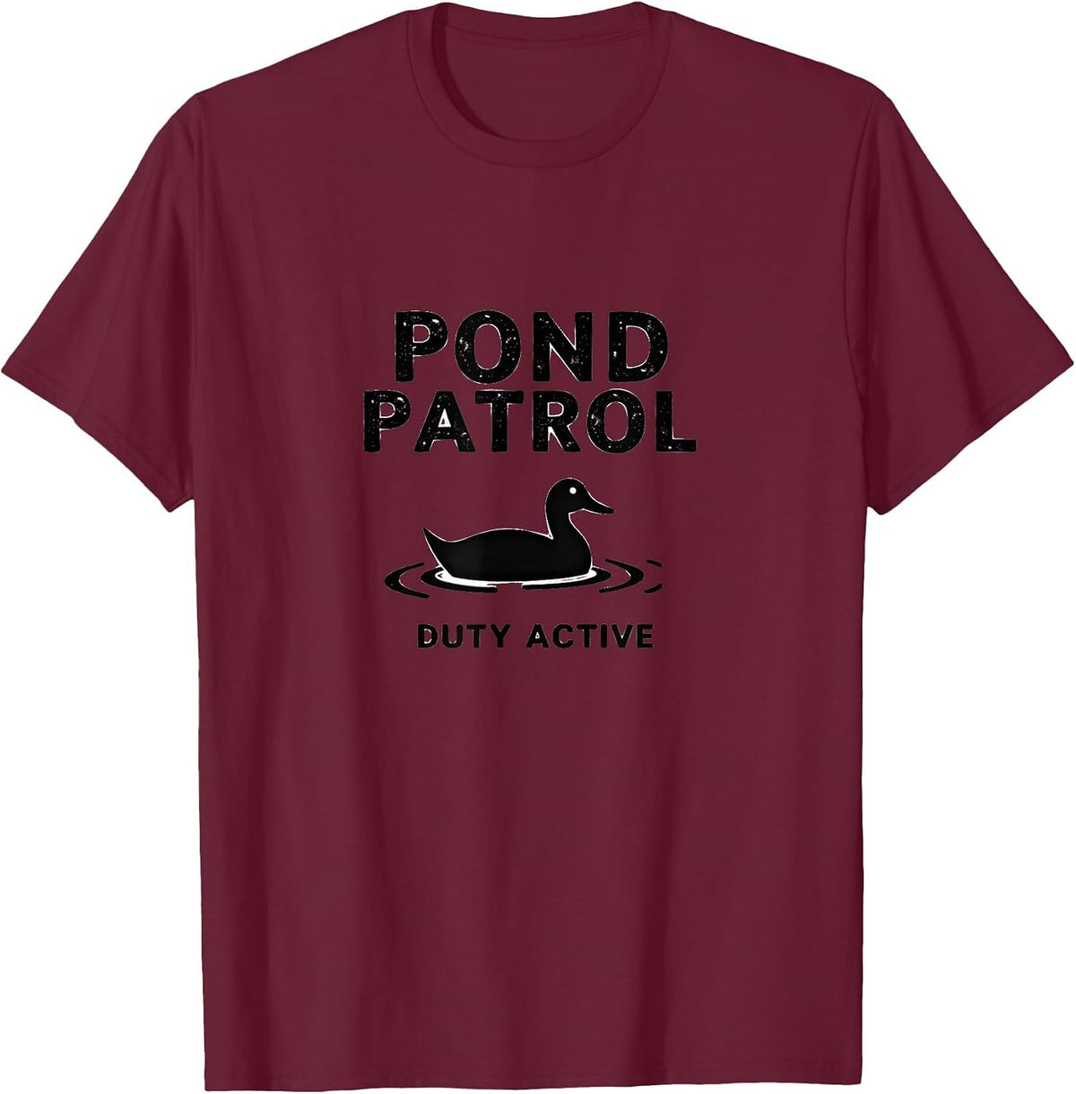 Pond Patrol Duty T-Shirt Active Duck Design T-Shirt - Burgundy