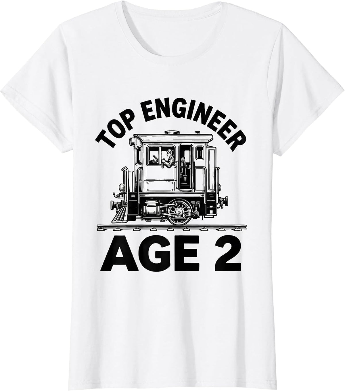 Women's Top Engineer Age 2 Boy Train Themed Birthday T-Shirt - White