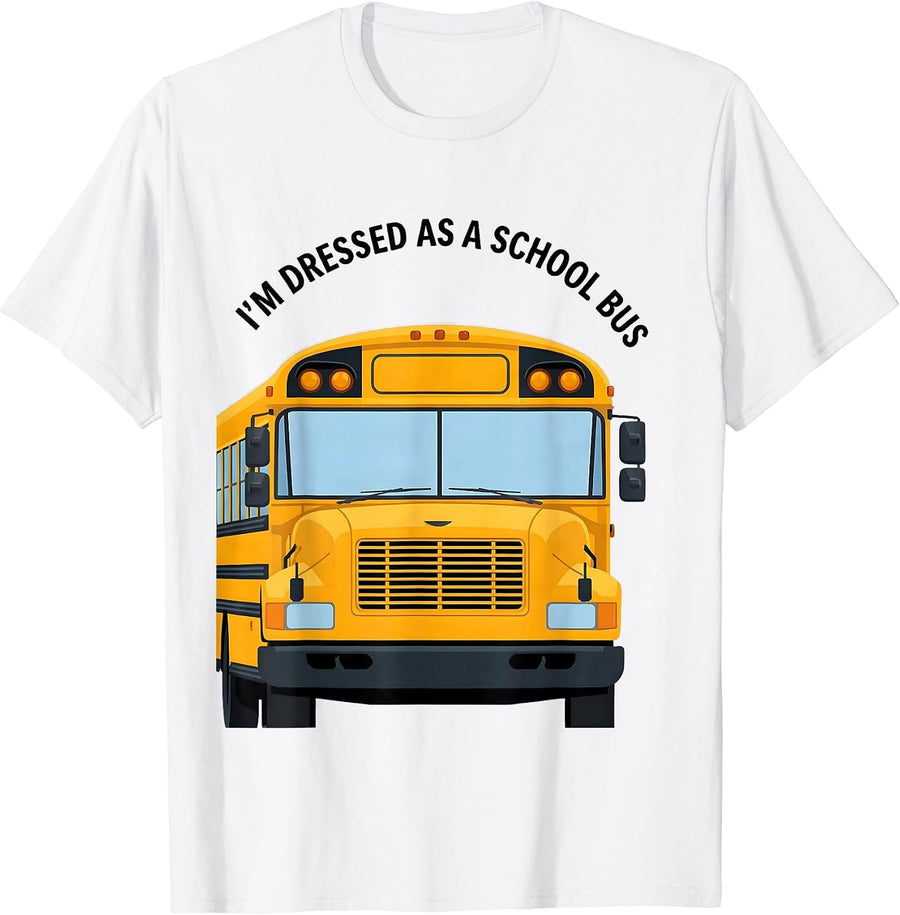 Men's I'm Dressed As A School Bus Funny Novelty Costume T-Shirt - White