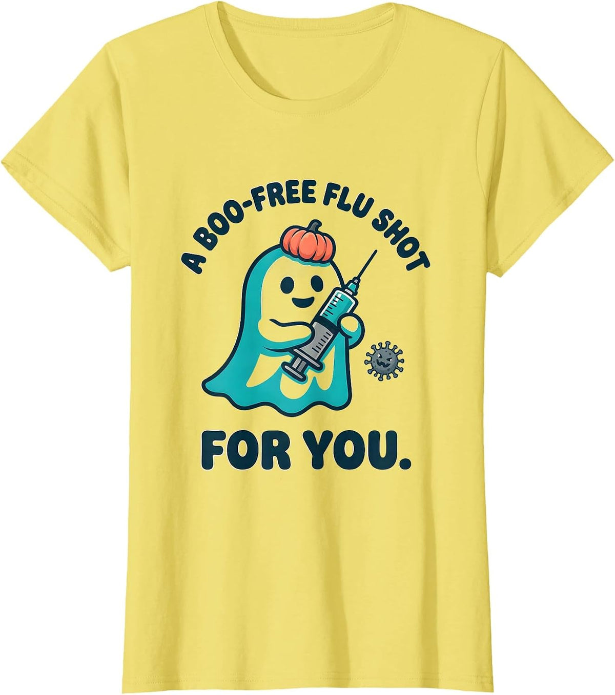 A Boo-Free Flu Shot For You Funny Nurse Ghost Halloween T-Shirt - Lemon Yellow