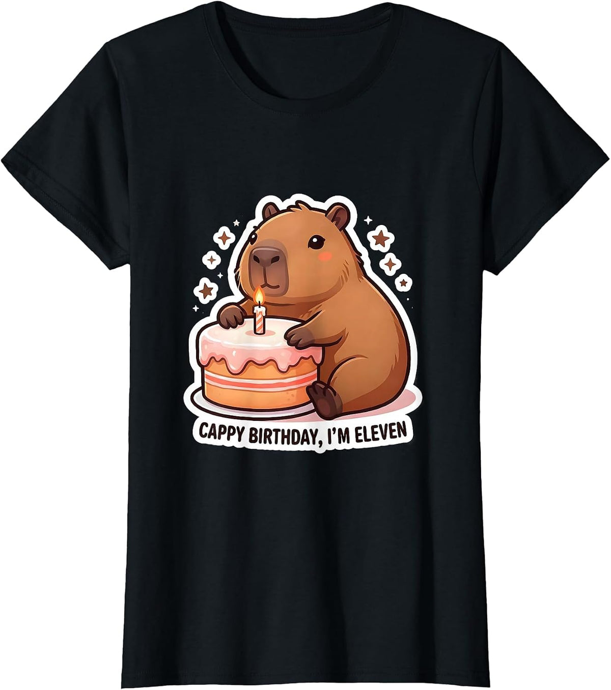 Cappy Birthday, I'm Eleven Funny Capybara Birthday Gift T-Shirt - Black