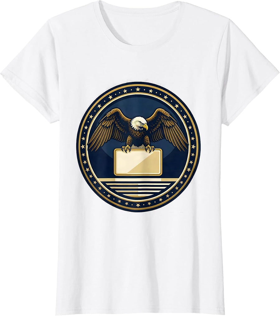 Women's Sealed Eagle Anniversary Badge Patriotic 250th Celebration T-Shirt - White