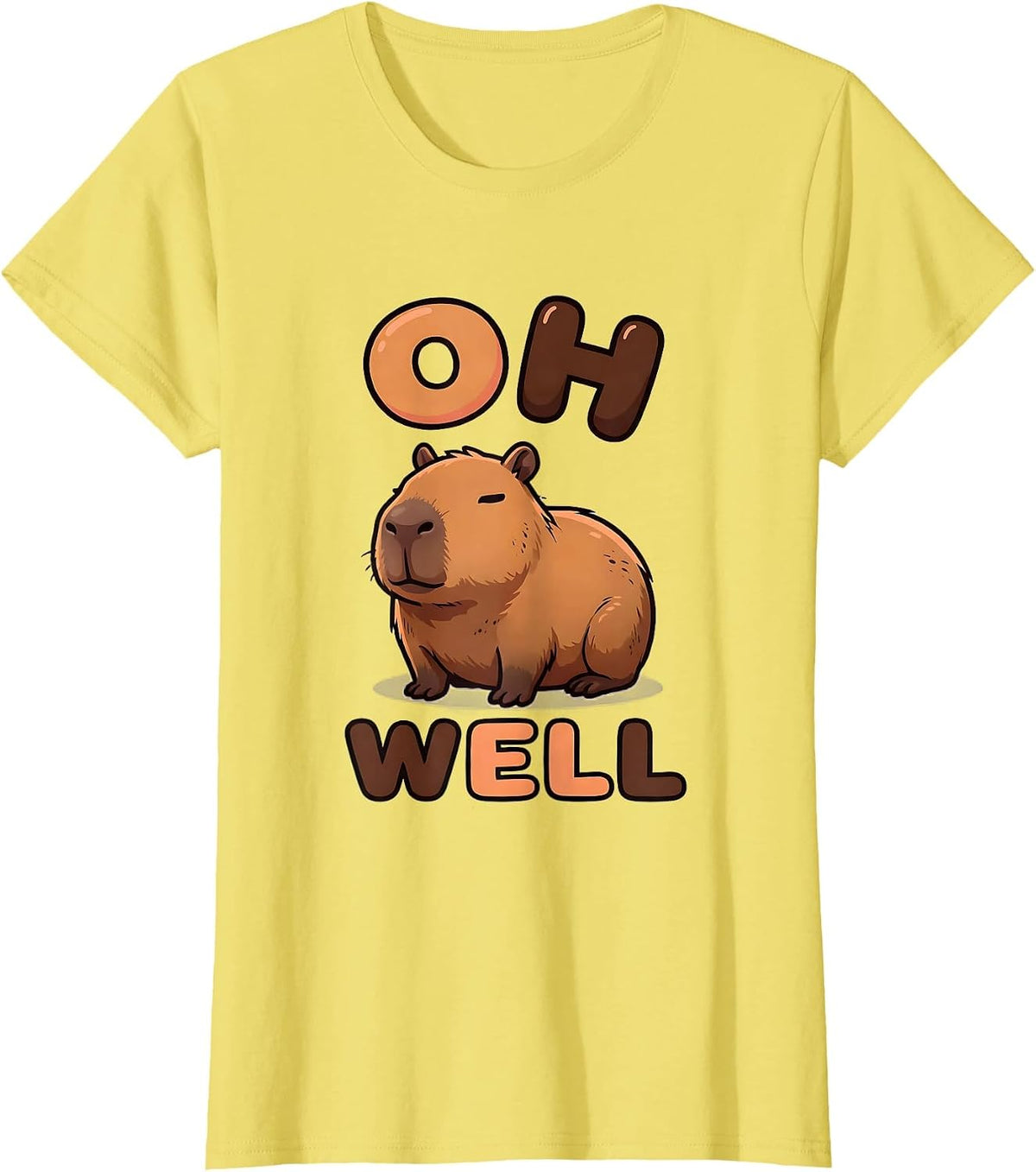 Oh Well Cute Kawaii Capybara Animal Meme Humor T-Shirt - Lemon Yellow
