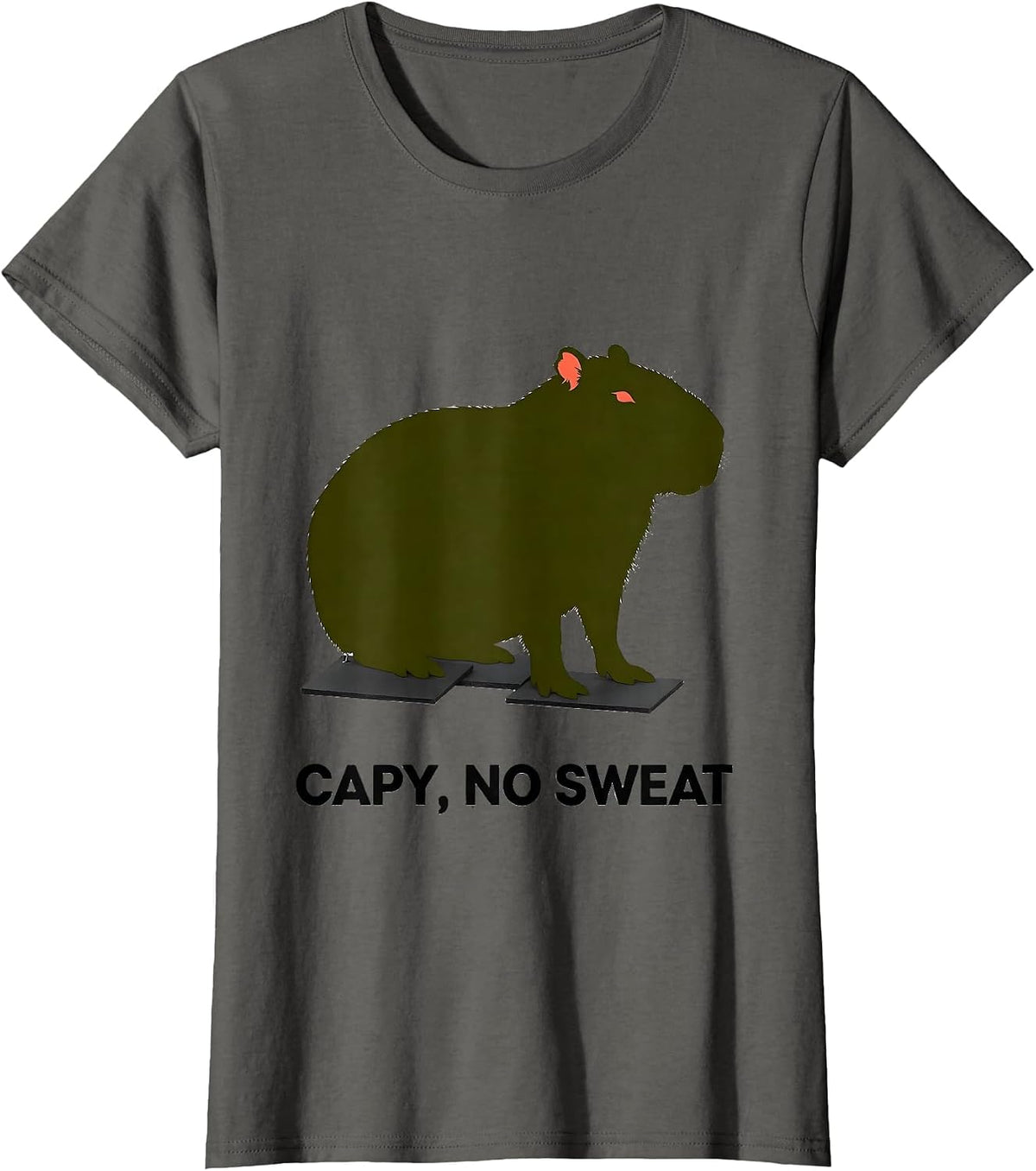 Women's Capy, No Sweat Funny Capybara Meme Animal Humor T-Shirt - Asphalt Grey