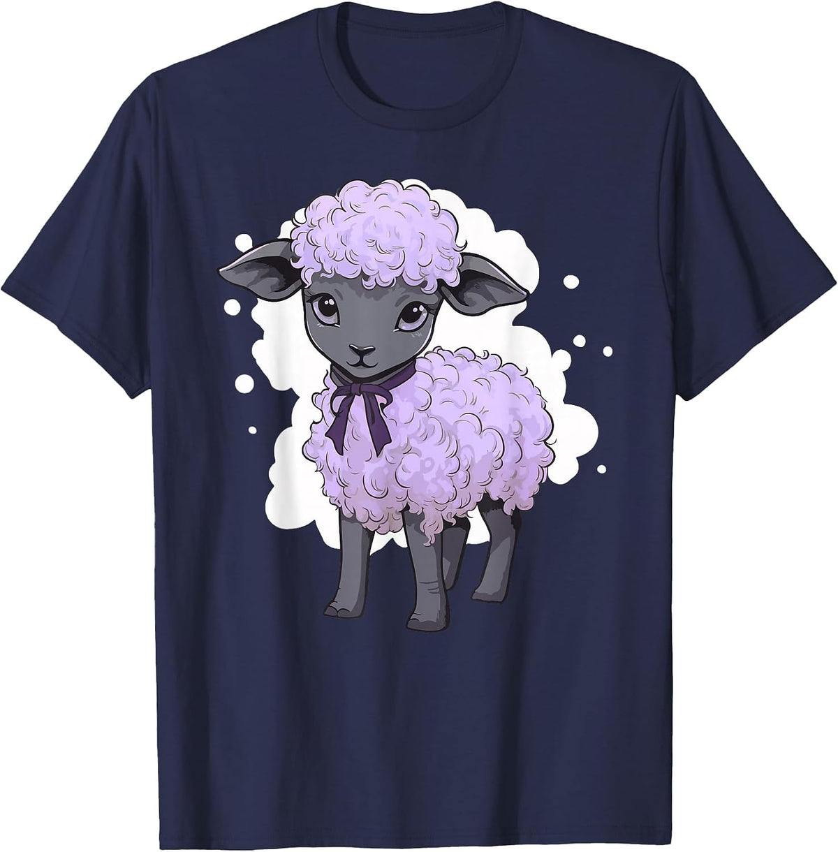 Lamb Lavender Pastel Cute Baby Sheep Kawaii Purple Aesthetic T-Shirt - Navy Blue