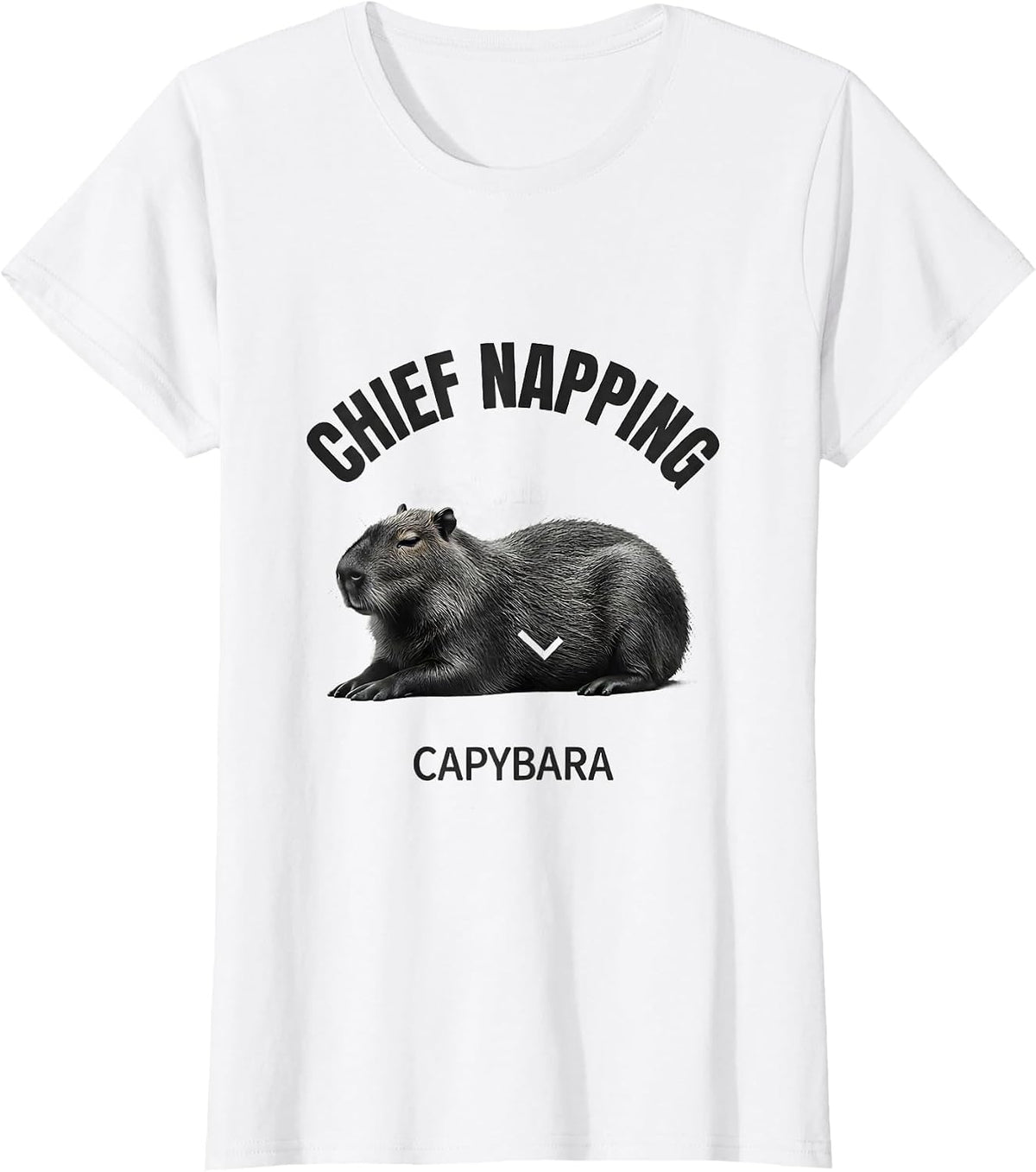 Chief Napping Capybara Funny Gamer Meme Humor T-Shirt - White
