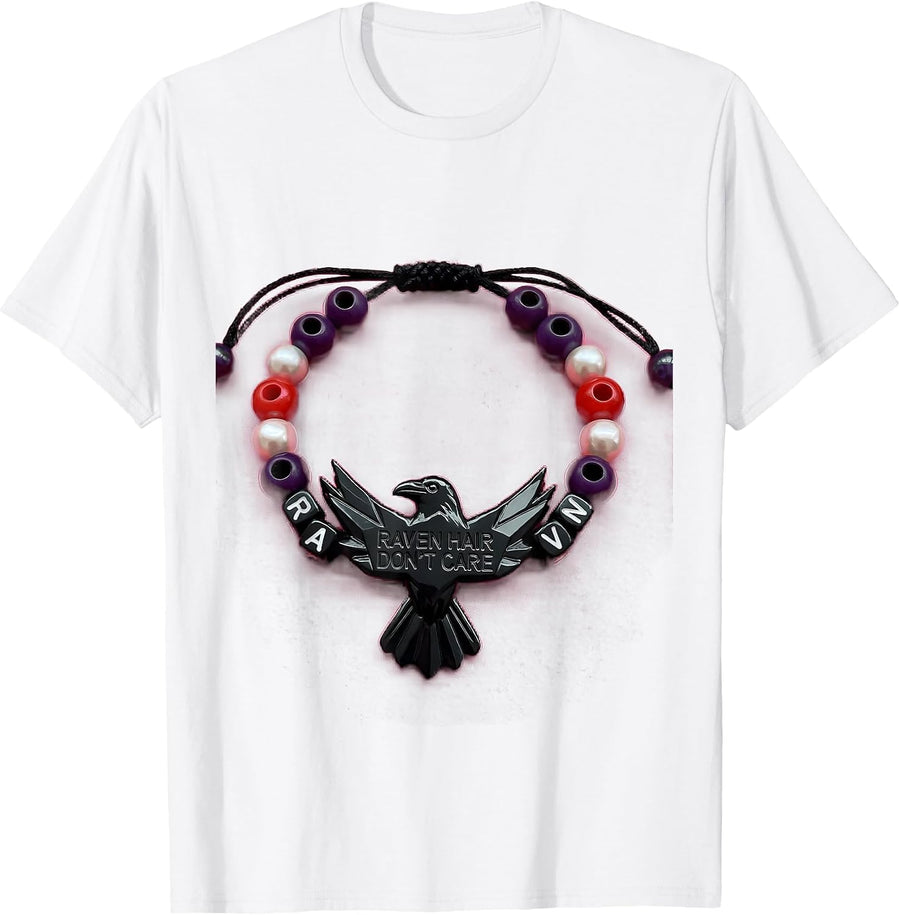 Men's Raven Hair Don't Care Edgar Allan Poe Design T-Shirt - White