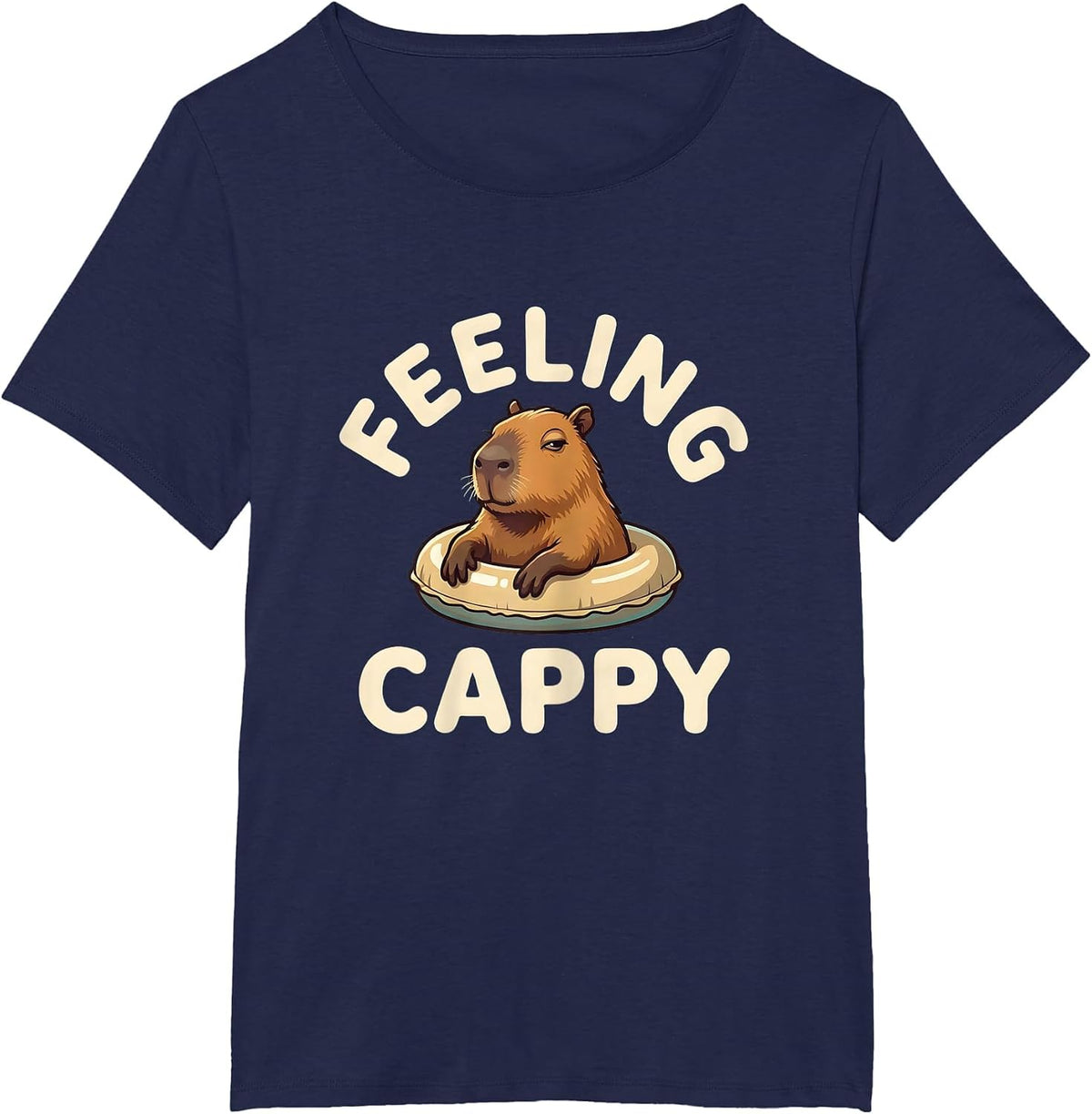 Women's Feeling Cappy Funny Capybara Animal Meme Humor T-Shirt - Navy Blue