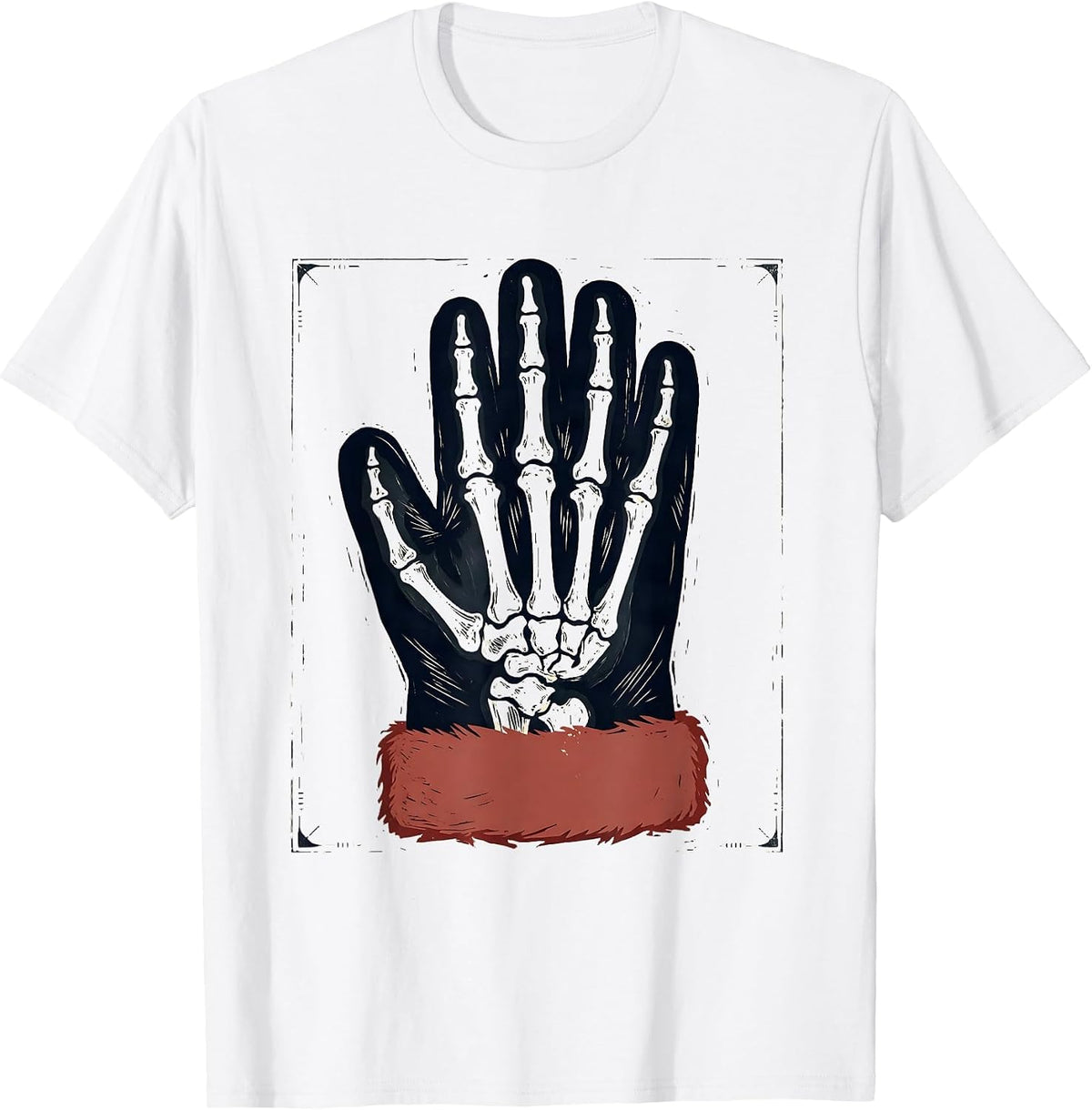 Men's Radiographic Mitten Linocut Christmas Radiology Tech Humor T-Shirt - White