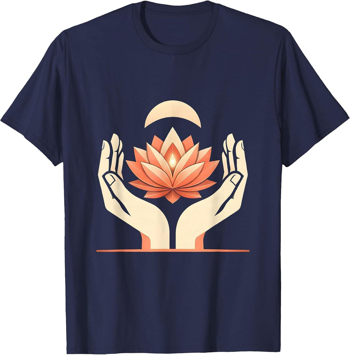 Men's Suicide Awareness Cupped Hands Glowing Candle T-Shirt - Navy Blue