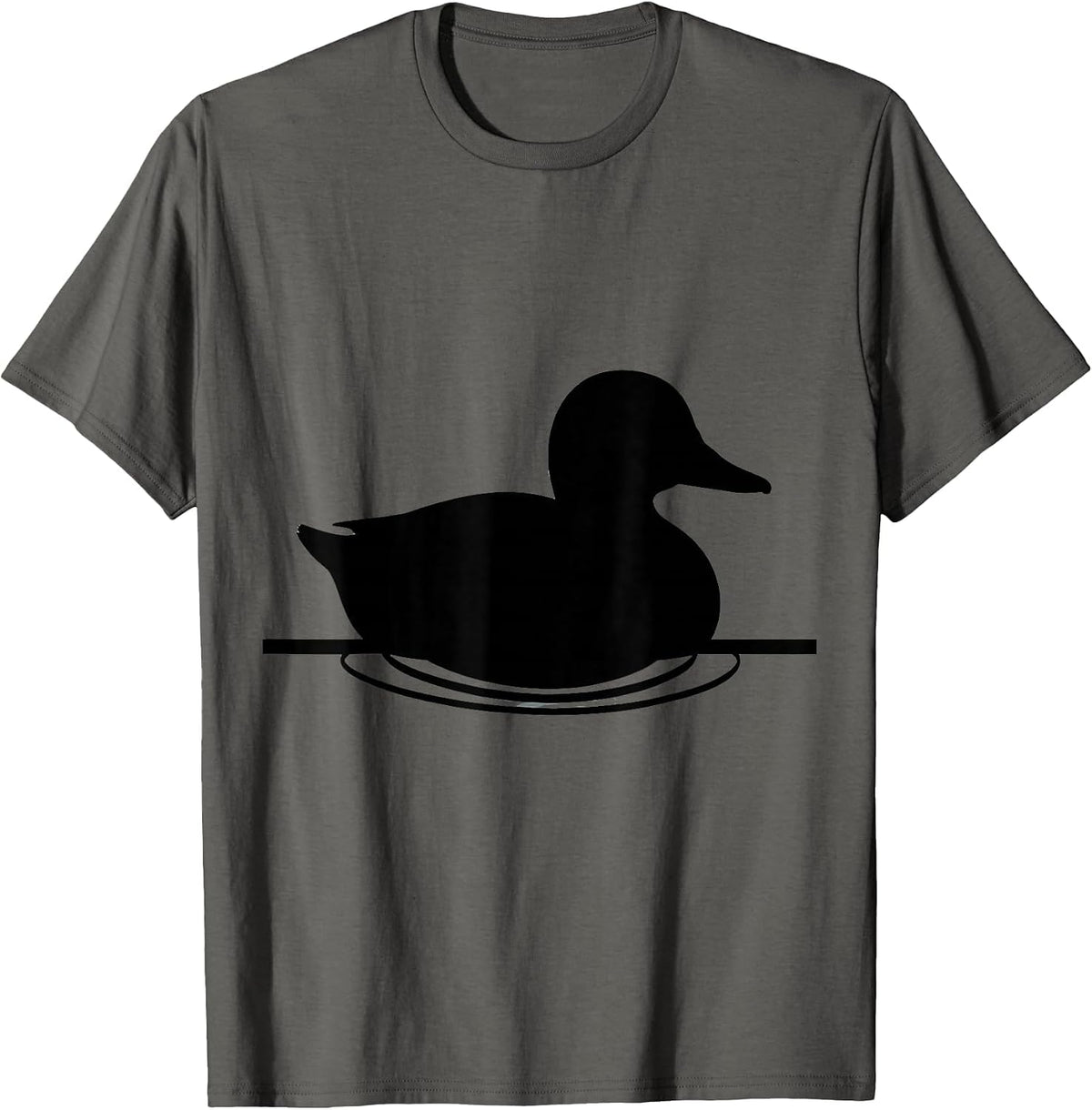 Duck Decoy Floating on Misty Water Camo Design T-Shirt - Asphalt Grey