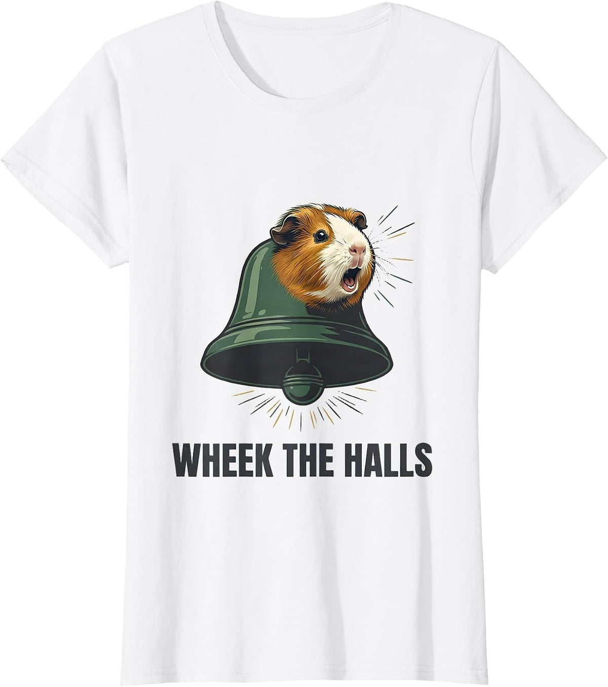 Wheek The Halls Funny Guinea Pig Christmas Pet Lover Humor T-Shirt - White