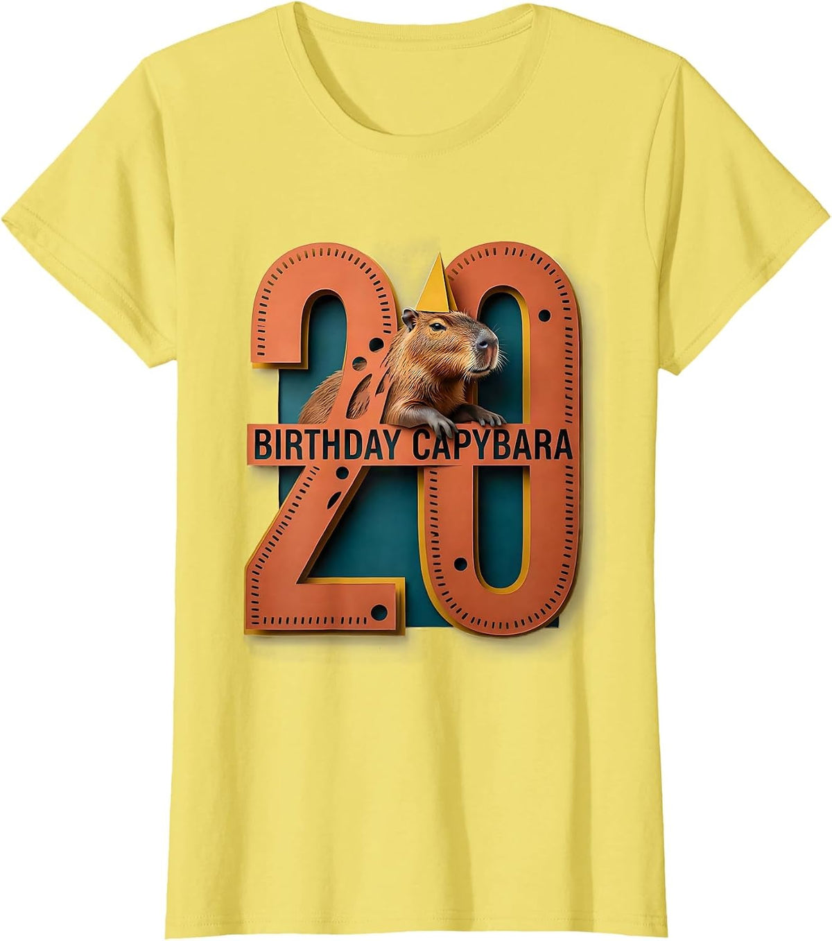 Women's Birthday Capybara Age 20 Funny Animal Meme Birthday Gift T-Shirt - Lemon Yellow