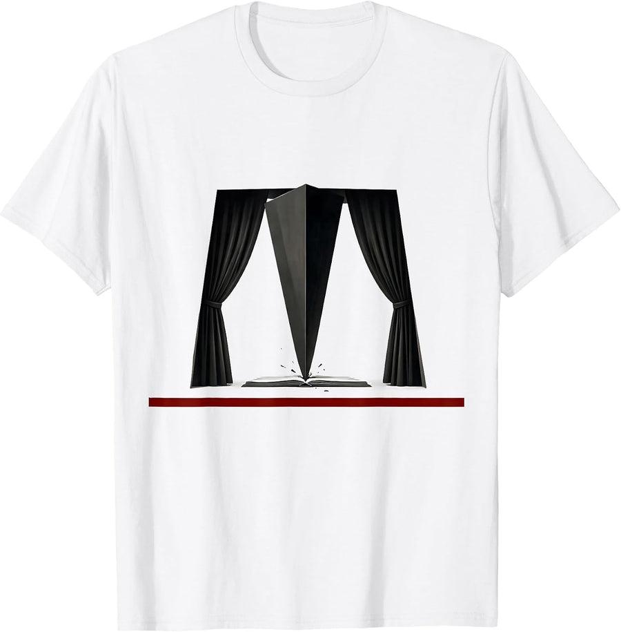 Men's Quill Stage Minimalist Literary Humor Theatre Fan T-Shirt - White