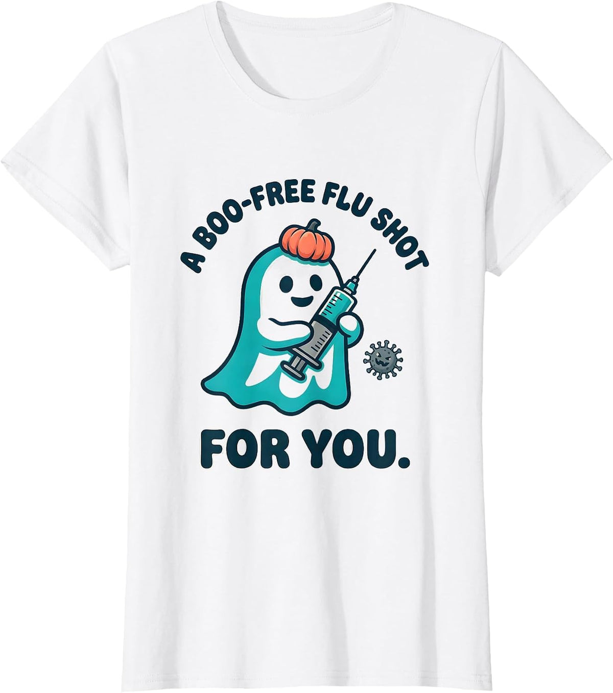 A Boo-Free Flu Shot For You Funny Nurse Ghost Halloween T-Shirt - White