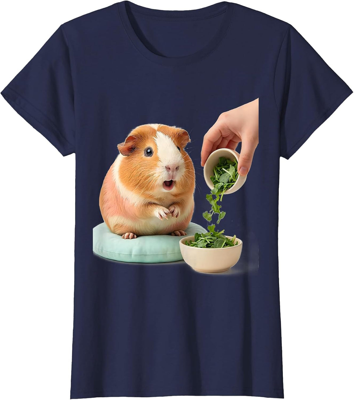 Women's Cute Tailless Guinea Pig Kawaii Pet Lover Gift T-Shirt - Navy Blue