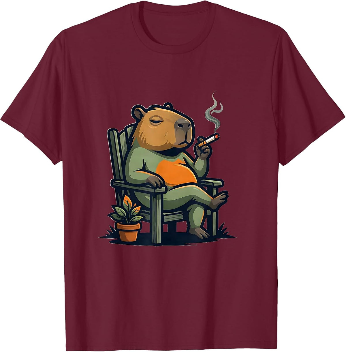 Capybara Mascot Stoner Humor Cannabis Lover Gift T-Shirt - Burgundy