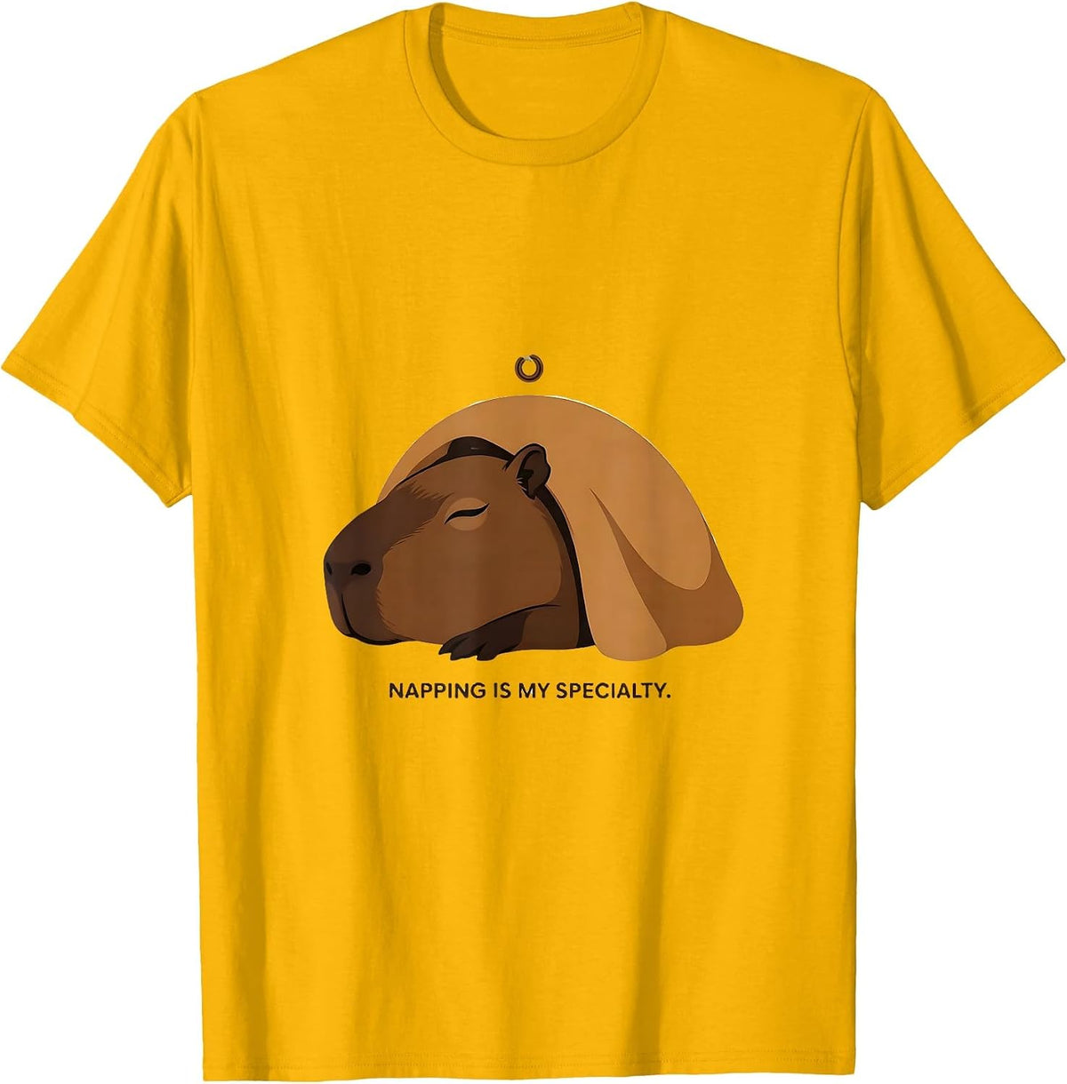 Napping Is My Specialty Cute Capybara Sleepwear Pajama Kids T-Shirt - Golden Yellow