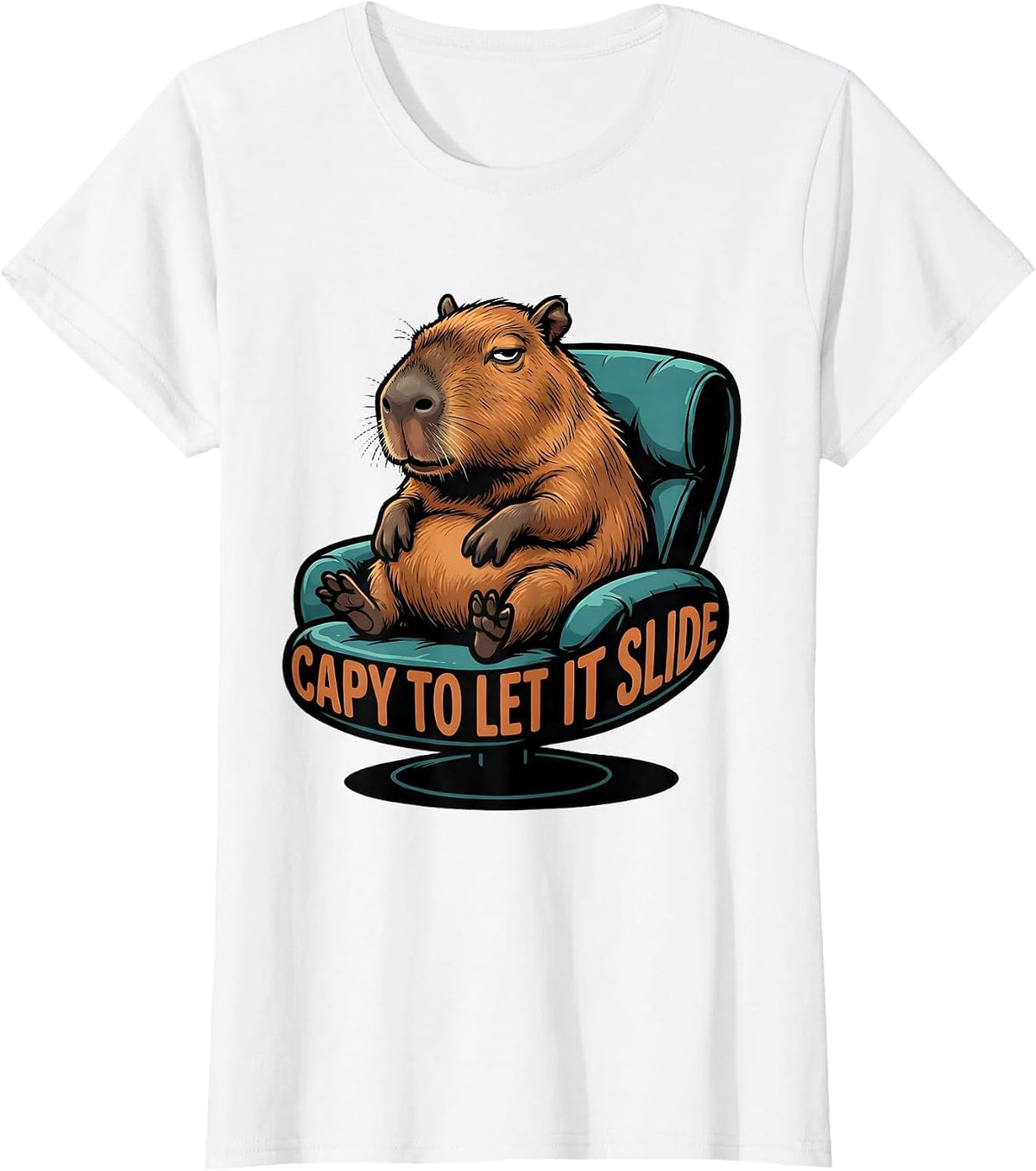 Women's Capy To Let It Slide Funny Capybara Gamer Meme Humor T-Shirt - White