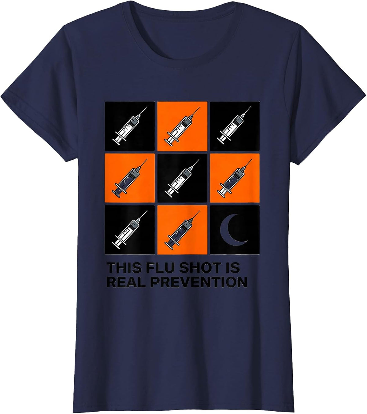 Women's This Flu Shot Is Real Prevention Funny Nurse Doctor T-Shirt - Navy Blue