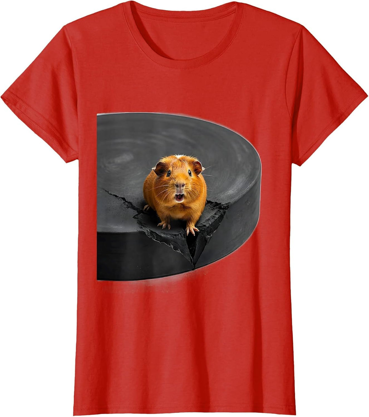 Oversized Guinea Pig Minimalist Pet Lover Humor T-Shirt - Red