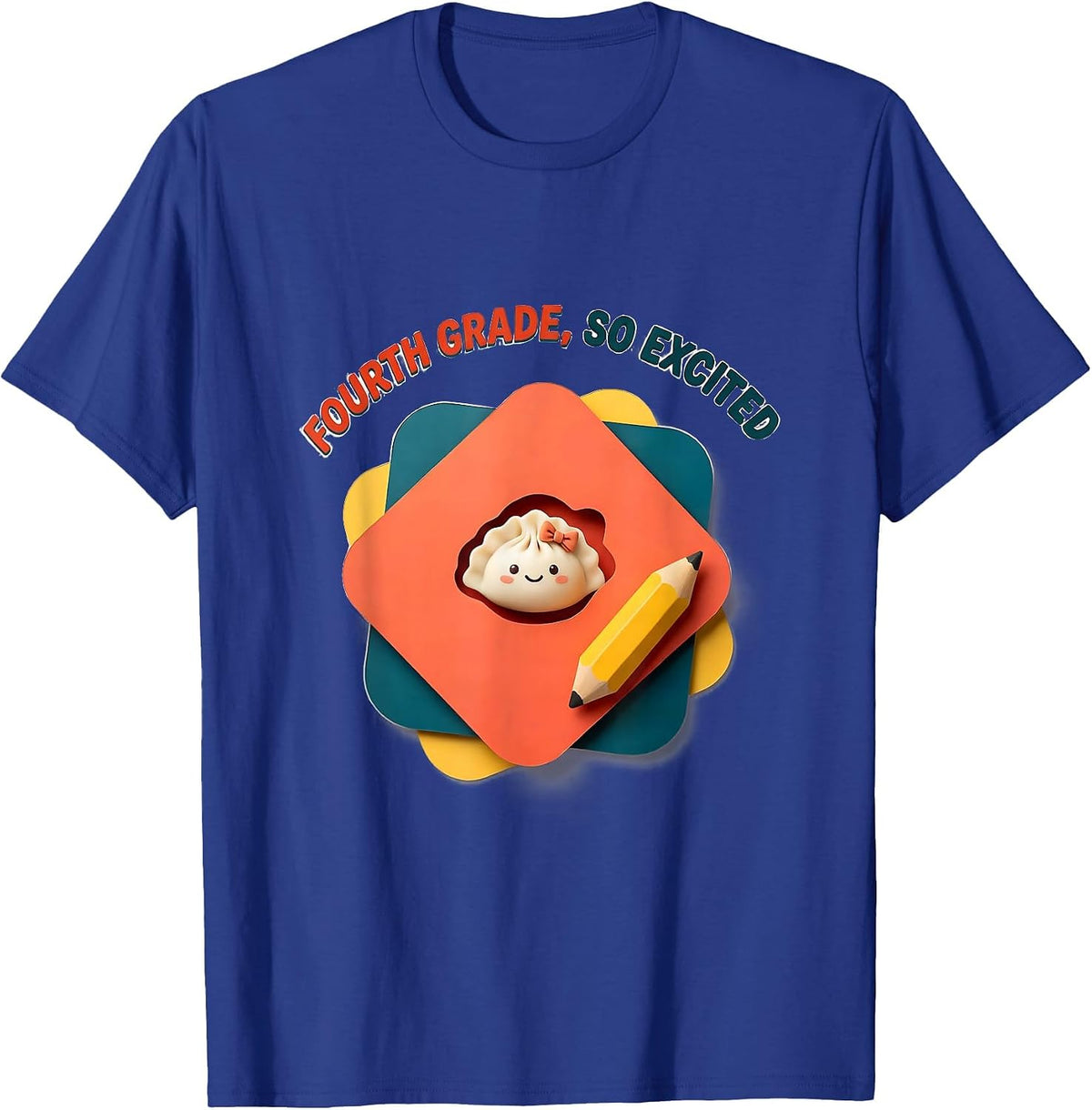 Men's Fourth Grade So Excited Cute Dumpling Kawaii Back to School T-Shirt - Royal Blue
