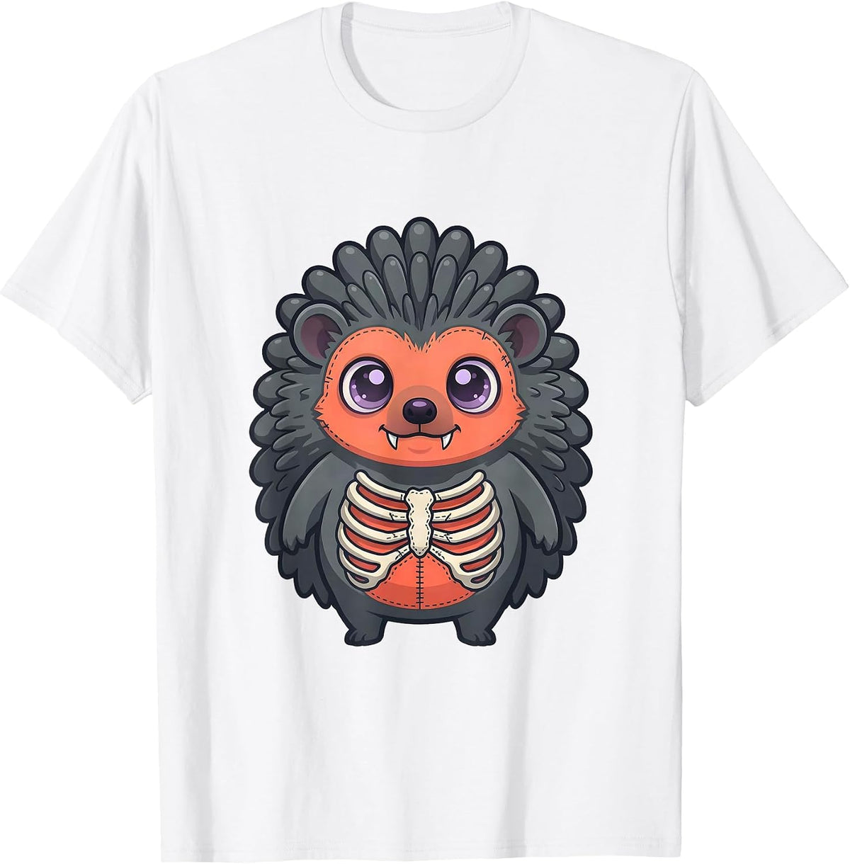 Men's Chibi Hedgehog Pastel Goth Kawaii Cute Creepy E-Girl T-Shirt - White