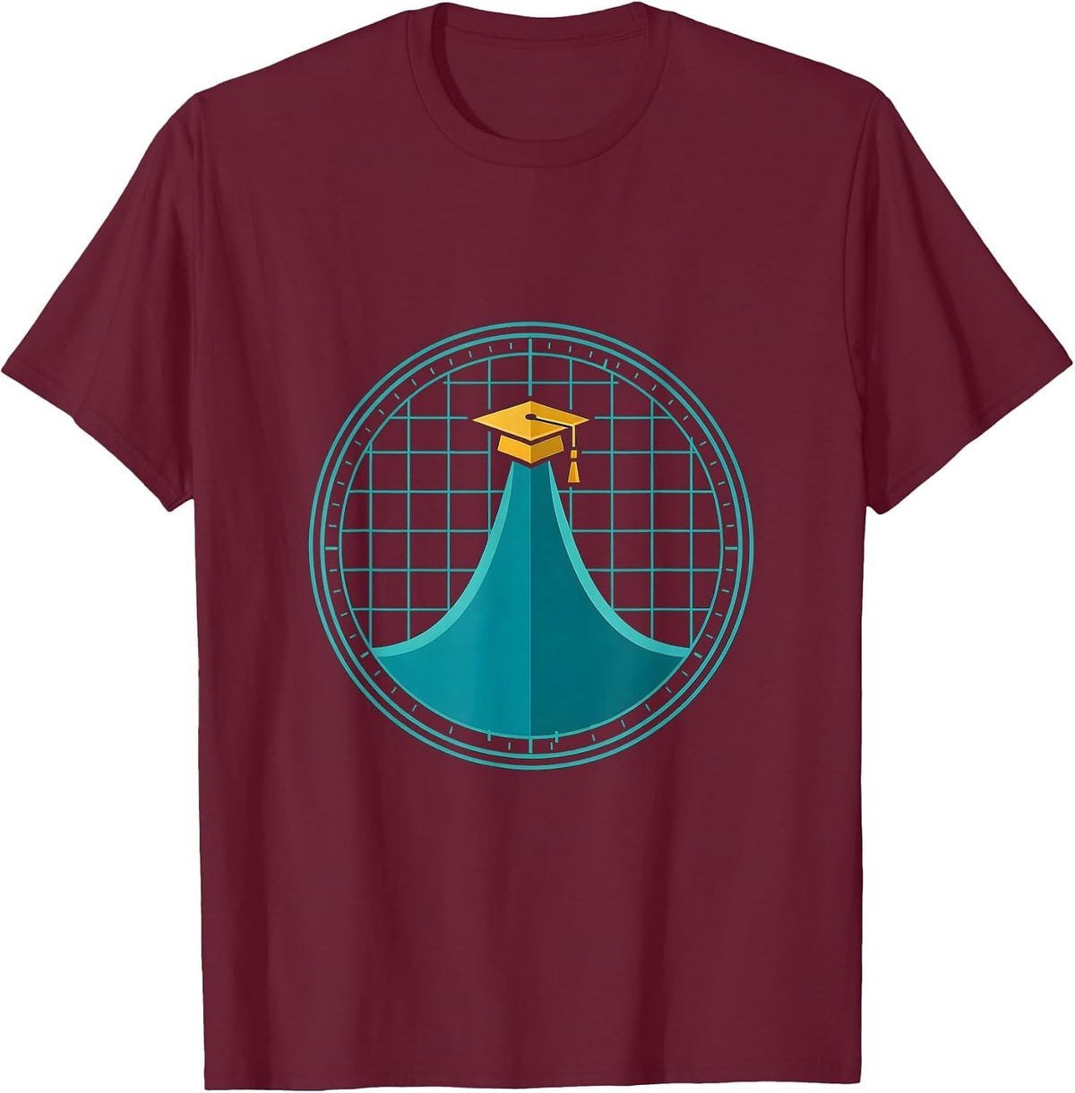 Math Teacher Hand-Drawn Mountain Graph Design T-Shirt - Burgundy