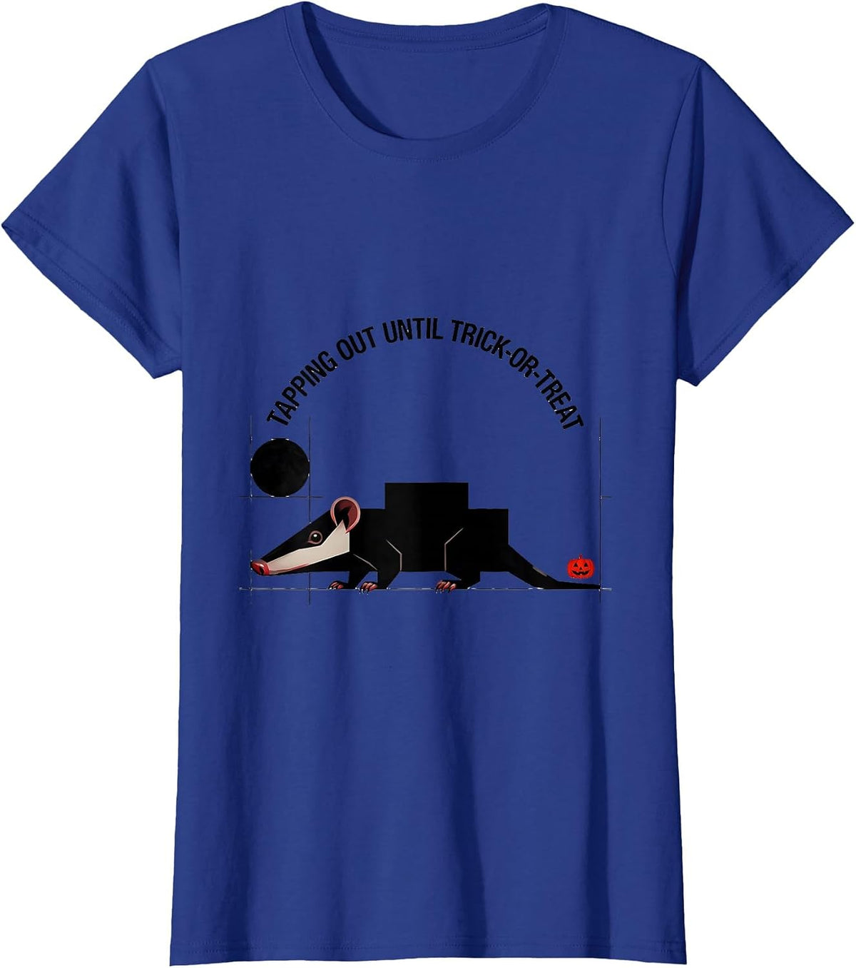 Women's Tapping Out Until Trick-Or-Treat Vintage Opossum Halloween T-Shirt - Royal Blue