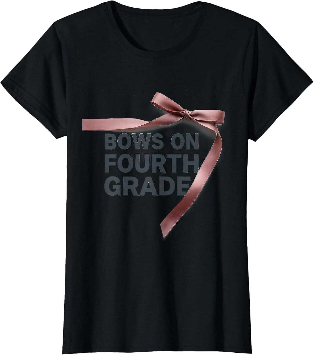Bows On Fourth Grade Coquette Bow Back to School Girls T-Shirt - Black