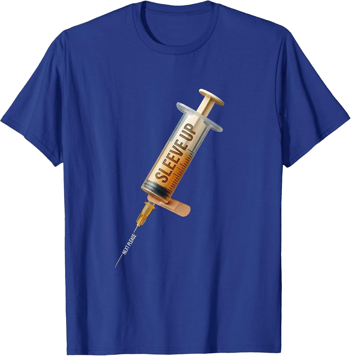 Men's Sleeve Up, Next Please Funny Nurse Doctor Vaccine Humor T-Shirt - Royal Blue