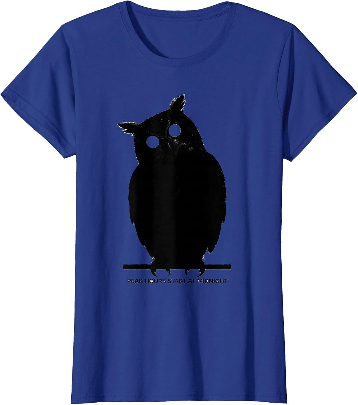 Women's Peak Hours Start At Midnight Funny Owl Lover Retro Humor T-Shirt - Royal Blue