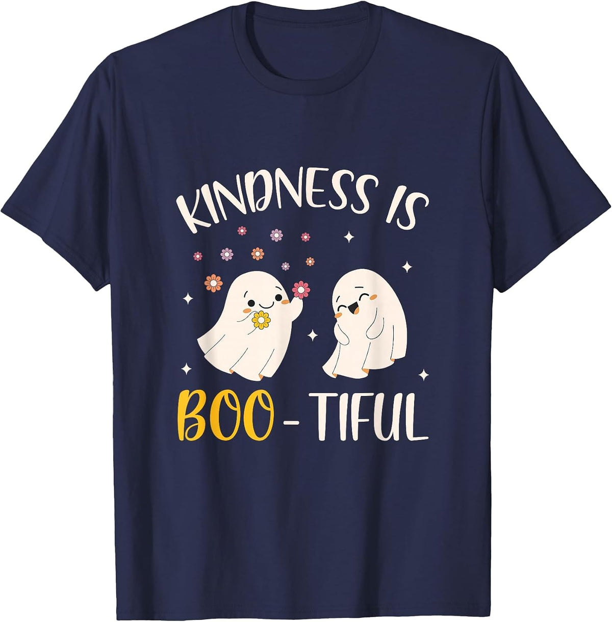 Kindness is Boo Tiful Teacher Cute Ghost Halloween Costume T-Shirt - Navy Blue
