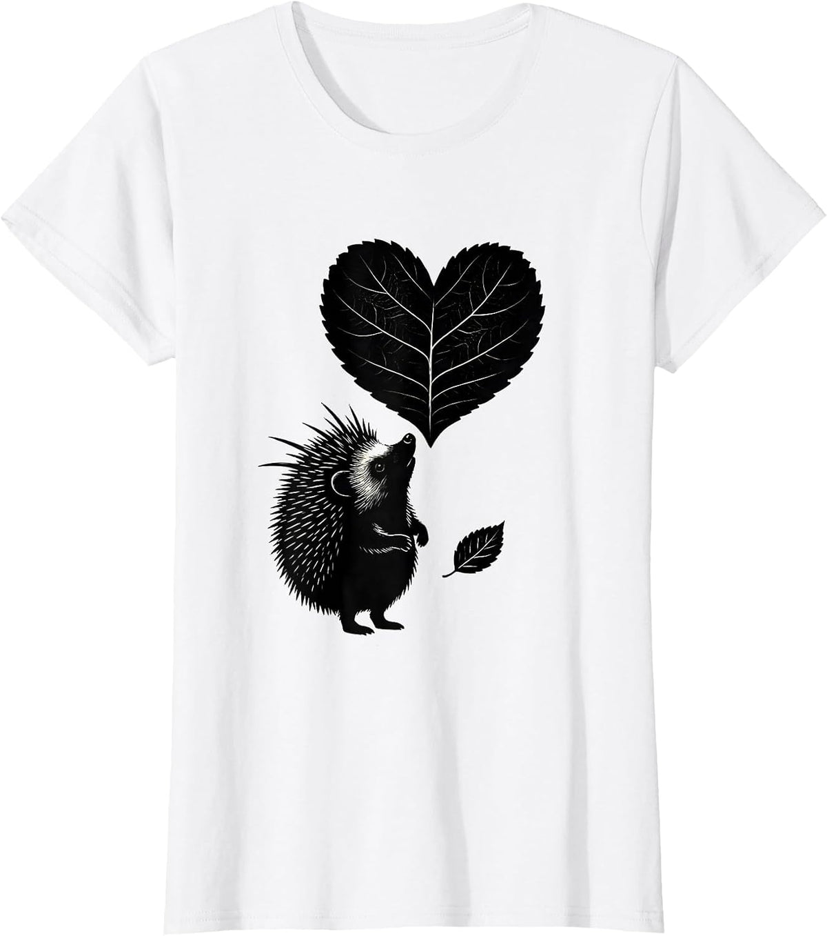Rounded Hedgehog Cute Cartoon Humor Novelty Christmas T-Shirt - White