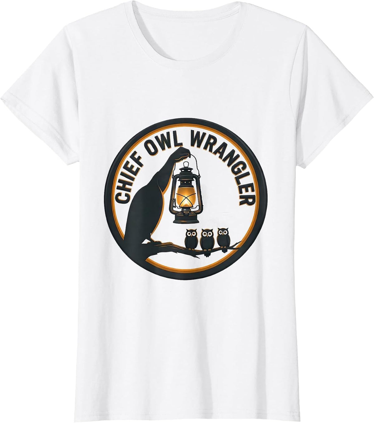 Chief Owl Wrangler Minimalist Teacher Owl Lover Back T-Shirt - White