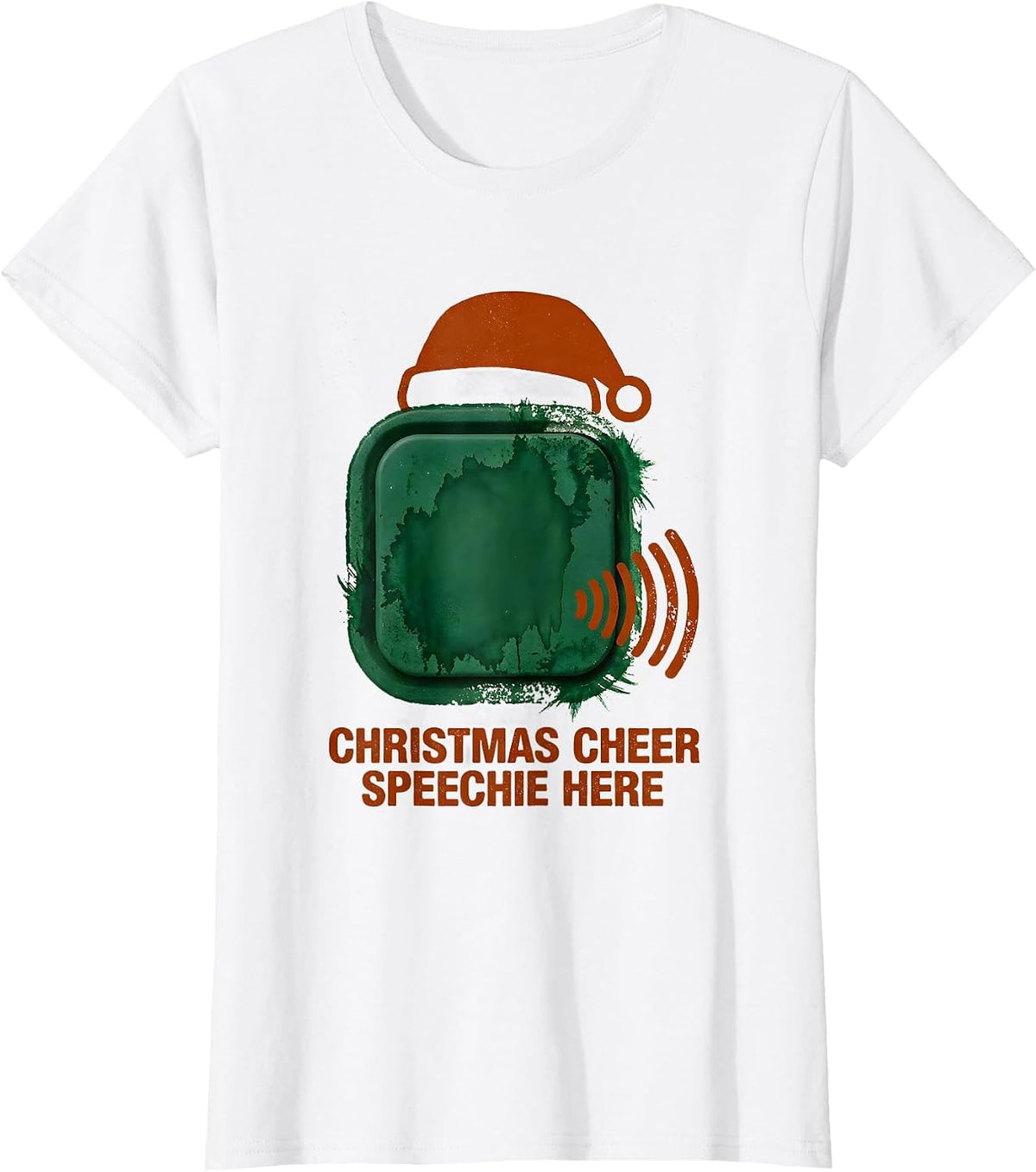 Women's Christmas Cheer Speechie Here Funny Speech Therapist SLP T-Shirt - White