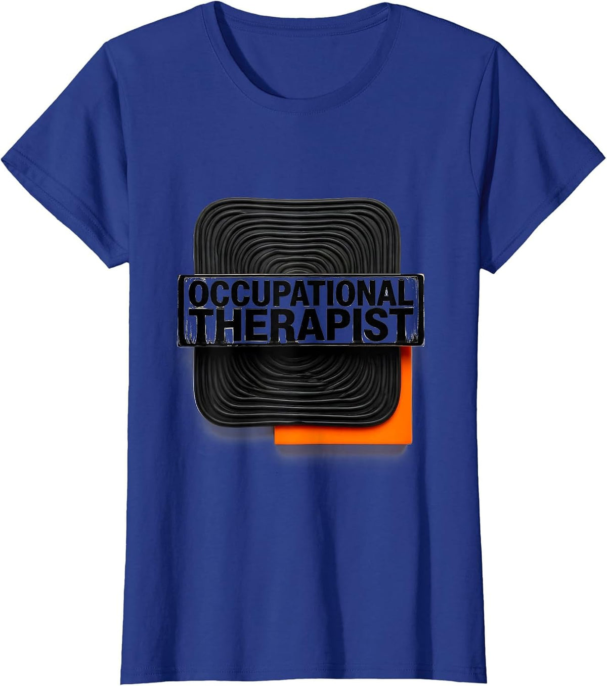 Women's Occupational Therapist Wood Type Letterpress Therapy T-Shirt - Royal Blue